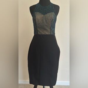 Vienna Prom Black and Blue Backless Dress